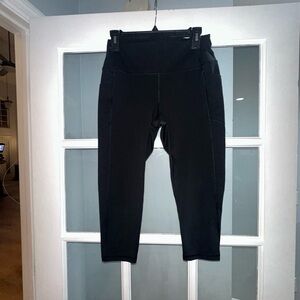 GAP FIT Blackout Technology Size Large Workout Yoga Leggings Side Pockets Black